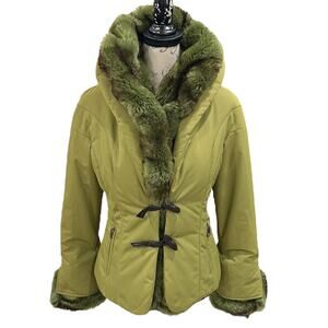 Tasha Polizzi Green Faux Fur Toggled Jacket